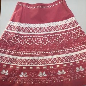 BASIL AND MAUDE PINK AND WHITE EMBROIDERED SKIRT!